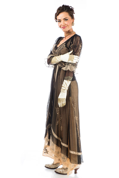 Kayla 1920s Titanic Style Dress in Black by Nataya