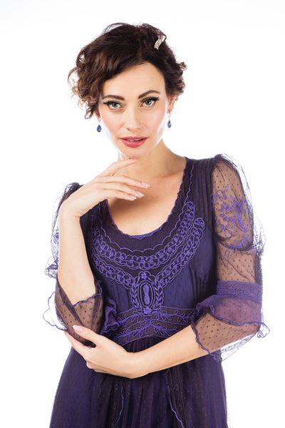 Kayla 1920s Titanic Style Dress in Purple by Nataya