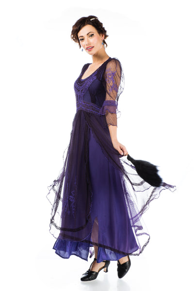 Kayla 1920s Titanic Style Dress in Purple by Nataya