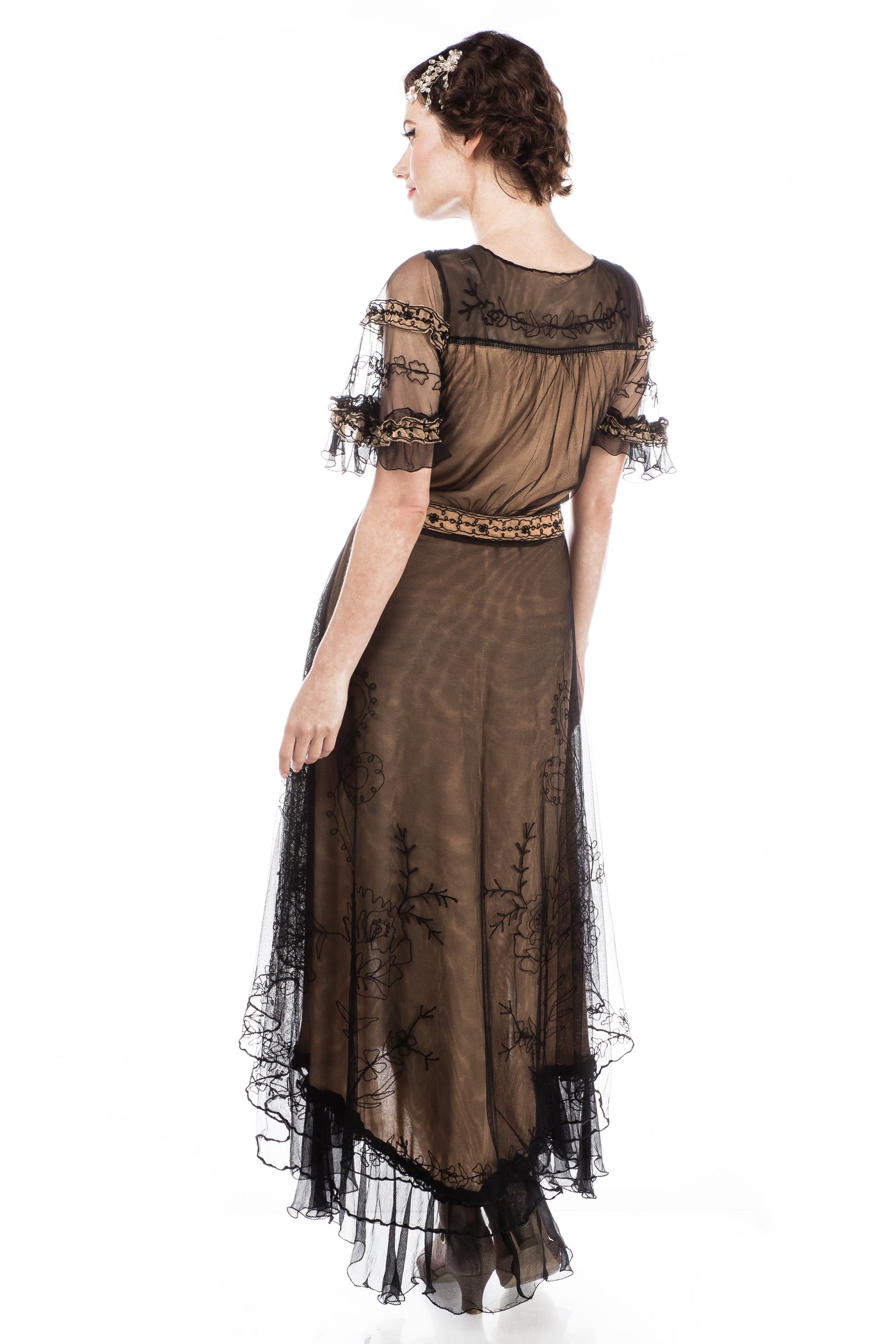 40838 Kara Modern Victorian Dress in Black/Gold by Nataya