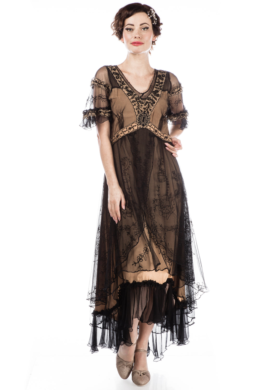 Kara Modern Victorian Dress in Black/Gold by Nataya WardrobeShop Kara Modern Victorian Dress in Black/Gold by Nataya WardrobeShop