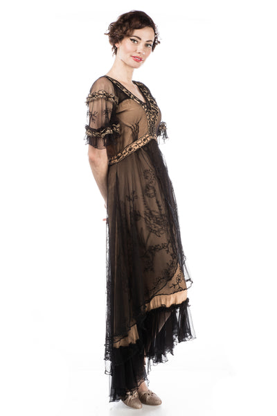 Kara Modern Victorian Dress in Black/Gold by Nataya
