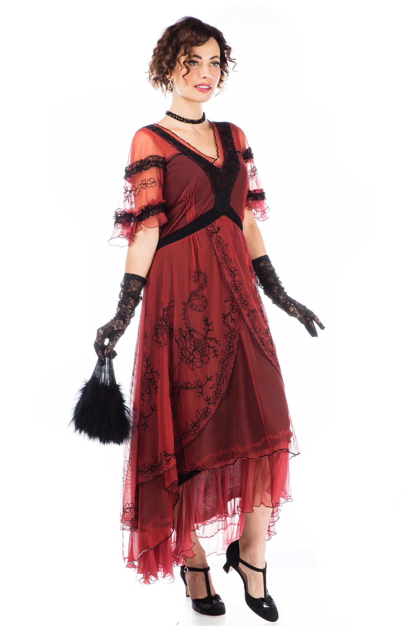 Kara Modern Victorian Dress in Wine Black by Nataya