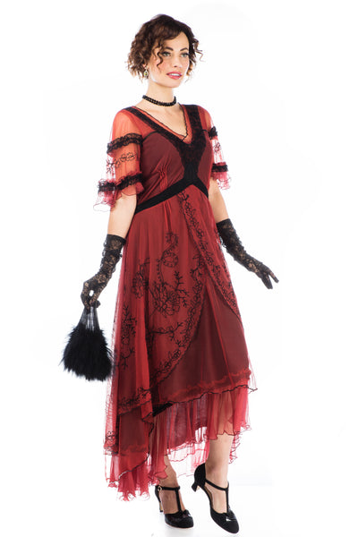 Kara Modern Victorian Dress in Wine Black by Nataya
