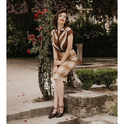 Roma 1920s Style Heels in Espresso Croc
