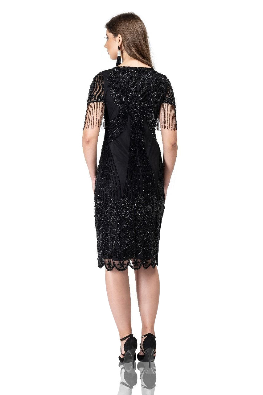 Marta 1920s Flapper Style Dress in Black 1X / Black Marta 1920s Flapper Style Dress in Black 1X / Black