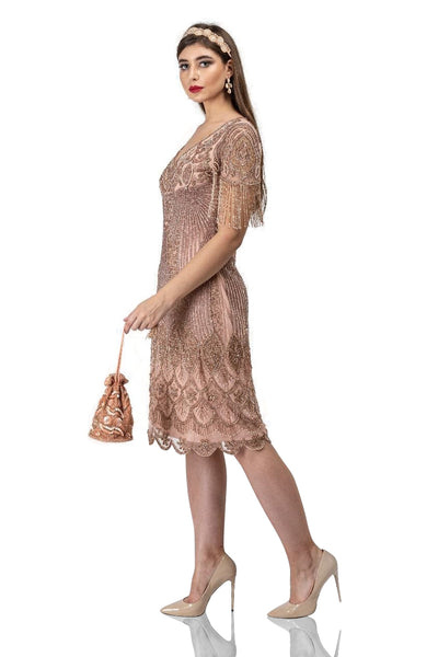 Marta 1920s Flapper Style Dress in Blush