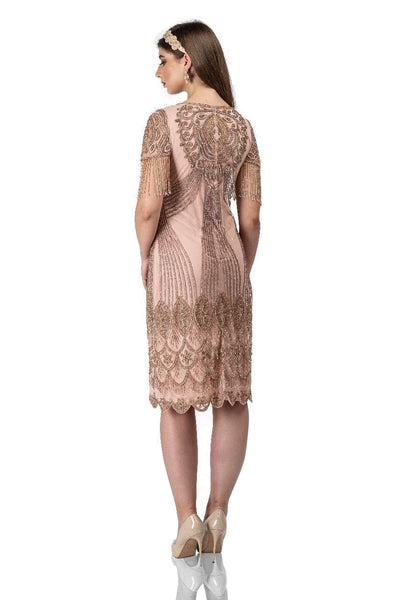 Marta 1920s Flapper Style Dress in Blush