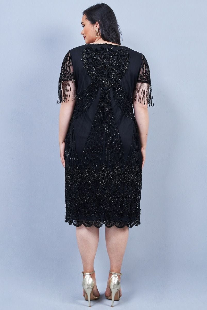 Marta 1920s Flapper Style Dress in Black WardrobeShop Marta 1920s Flapper Style Dress in Black WardrobeShop