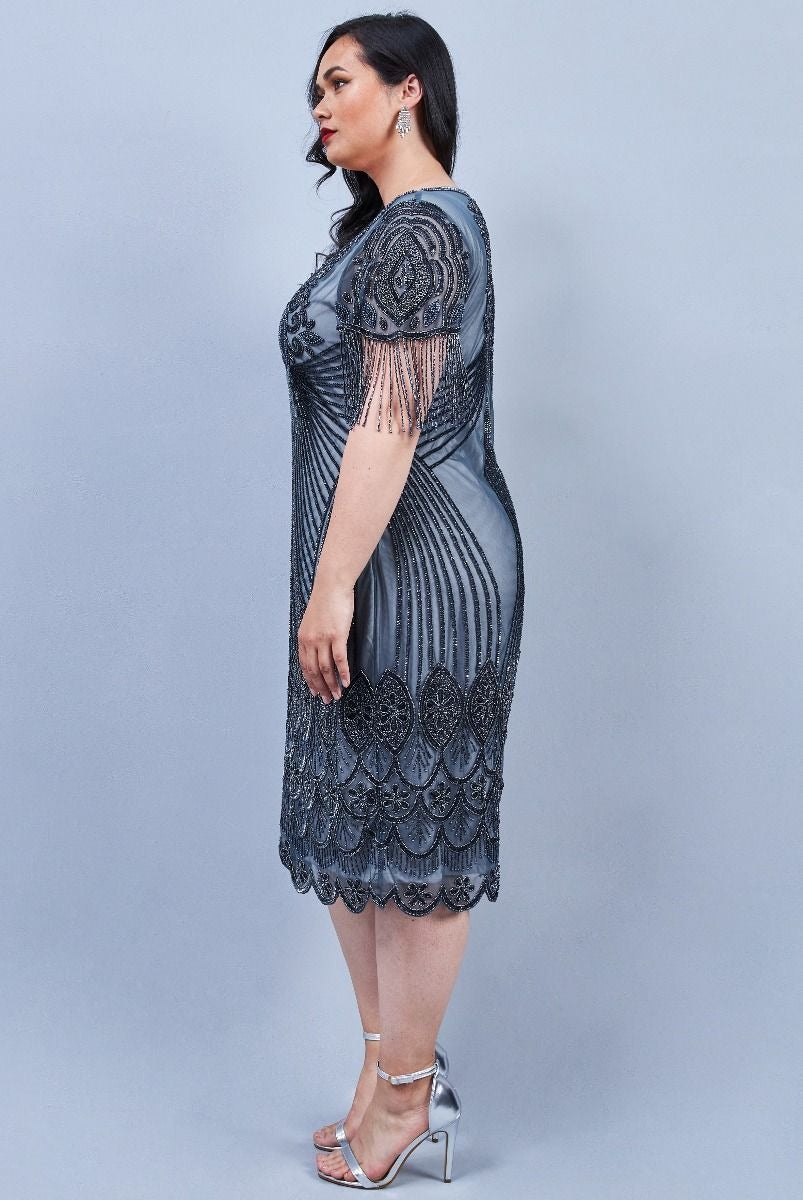 Marta 1920s Flapper Style Dress in Grey – WardrobeShop