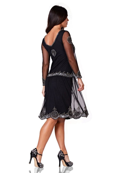Paris 1920s Flapper Dress in Black