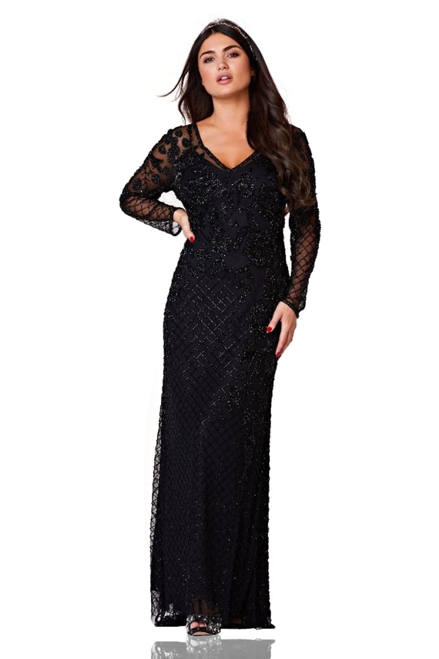 Parma 1920s Inspired Gown in Black