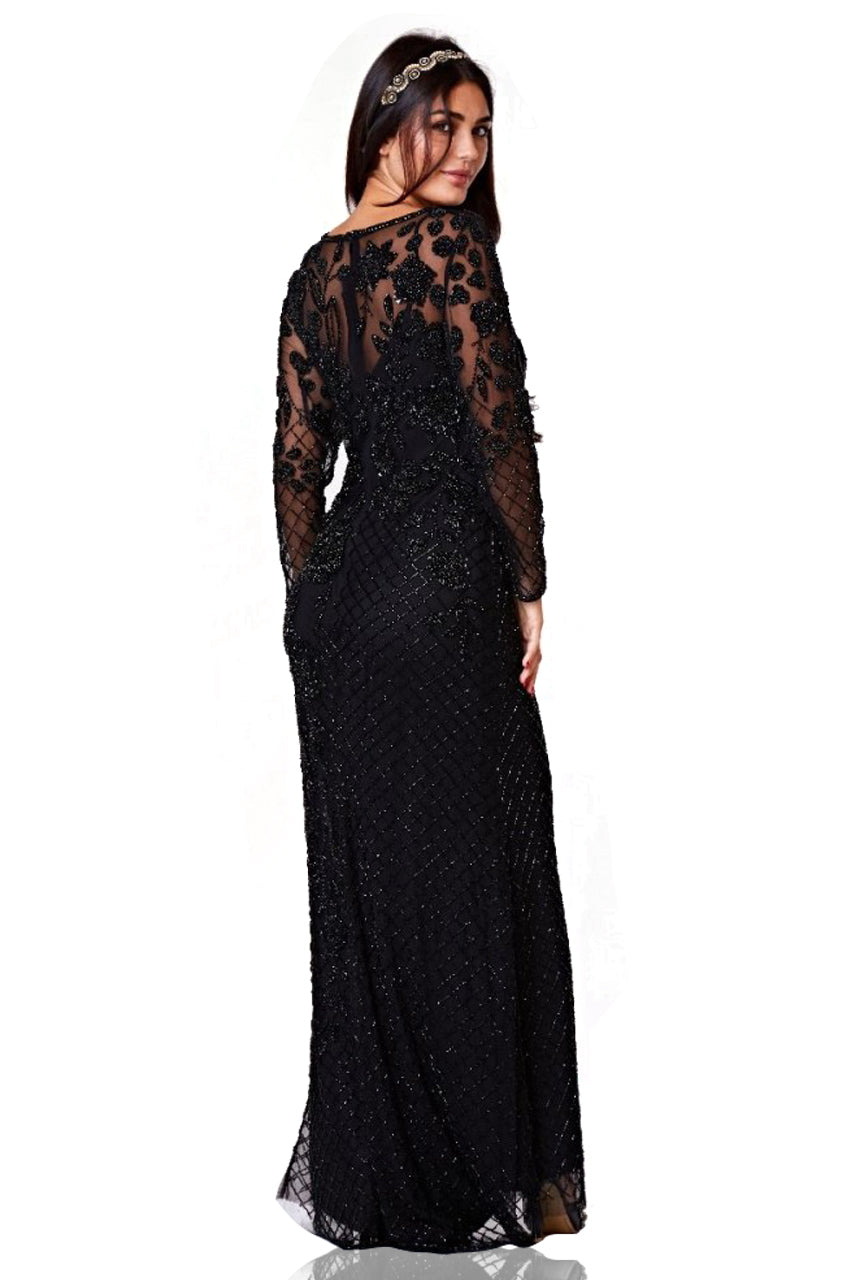 Parma 1920s Inspired Gown in Black