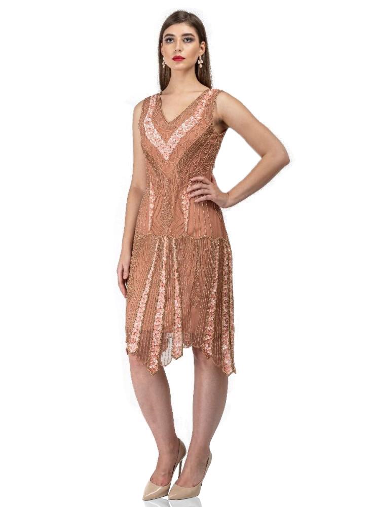 Renee 1920s Flapper Dress in Rose