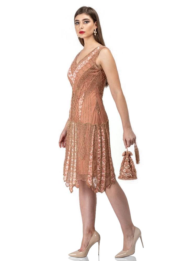 Renee 1920s Flapper Dress in Rose