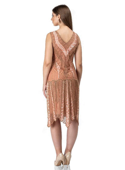 Renee 1920s Flapper Dress in Rose