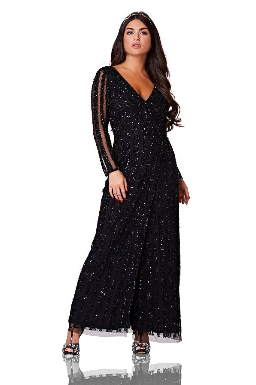 Rosie Gatsby Style Maxi Dress in Black M / Black