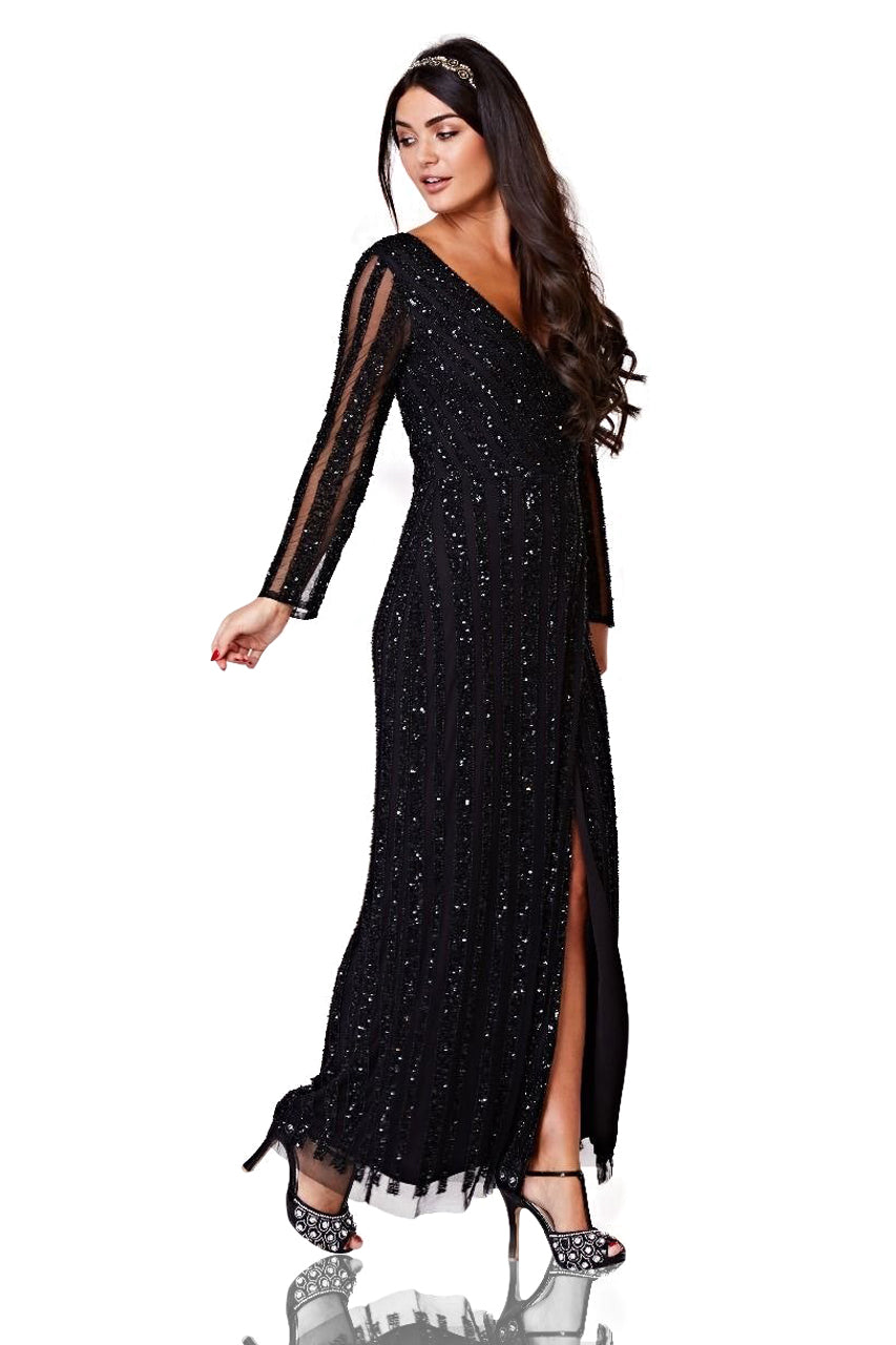chinese dress ladies Rosie Gatsby Style Maxi Dress in Black – WardrobeShop