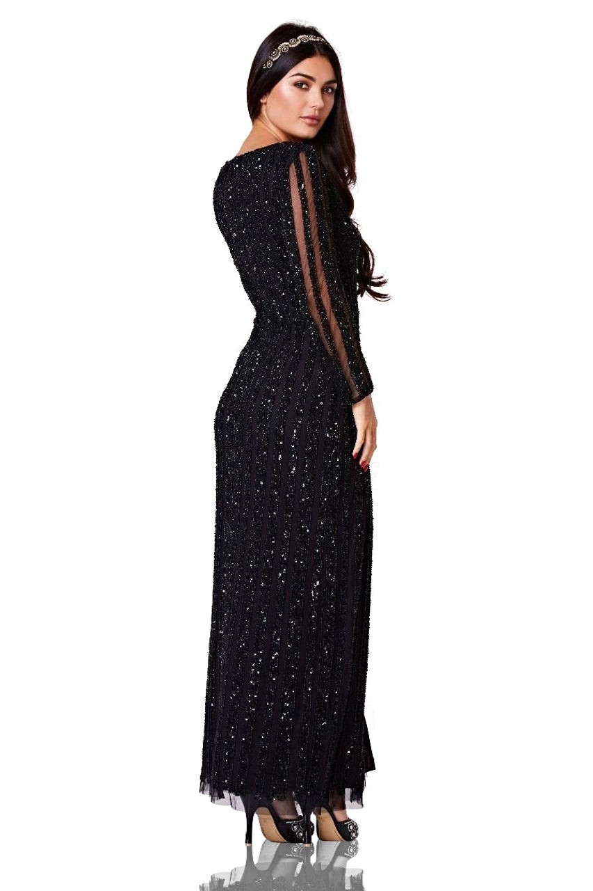 Rosie Gatsby Style Maxi Dress in Black M / Black