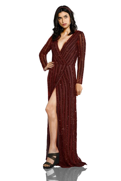 Rosie Gatsby Style Maxi Dress in Burgundy