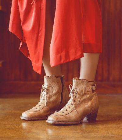 Seal Modern Victorian Booties in Rustic Pecan