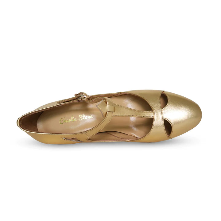 Temptress 1920s Style Heels in Gold