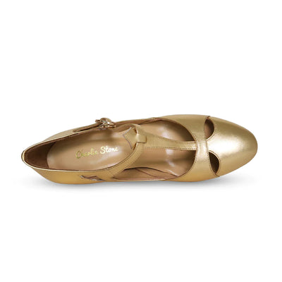 Temptress 1920s Style Heels in Gold