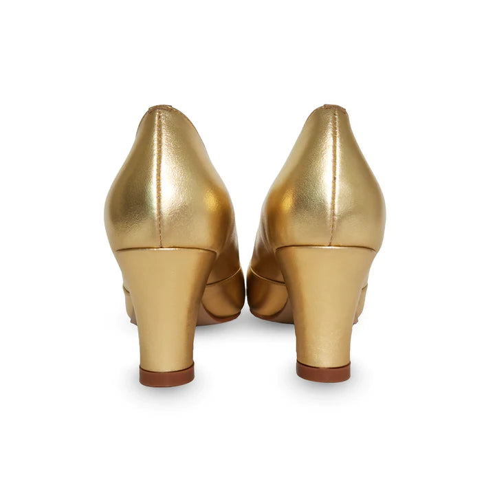 Temptress 1920s Style Heels in Gold by Charlie Stone