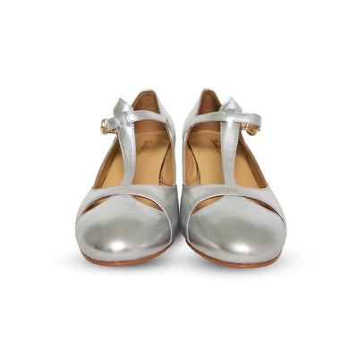 Temptress 1920s Style Heels in Silver
