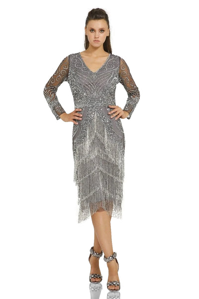 Vancouver 1920s Art Deco Dress in Slate