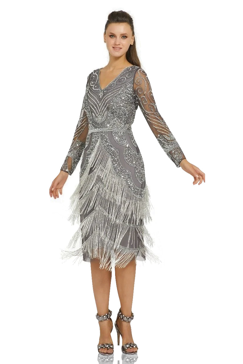 Vancouver 1920s Art Deco Dress in Slate