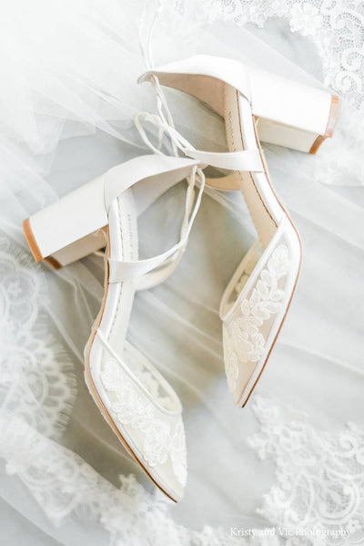 Abigail Lace Wedding Heels in Ivory by Bella Belle