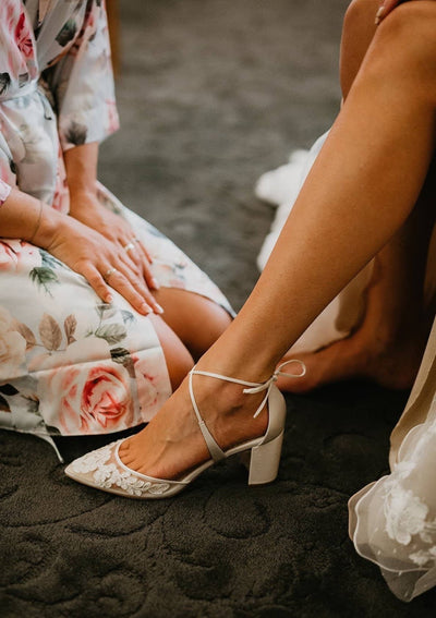 Abigail Lace Wedding Heels in Ivory by Bella Belle