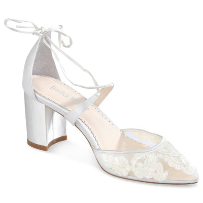 Abigail Lace Wedding Heels in Ivory by Bella Belle