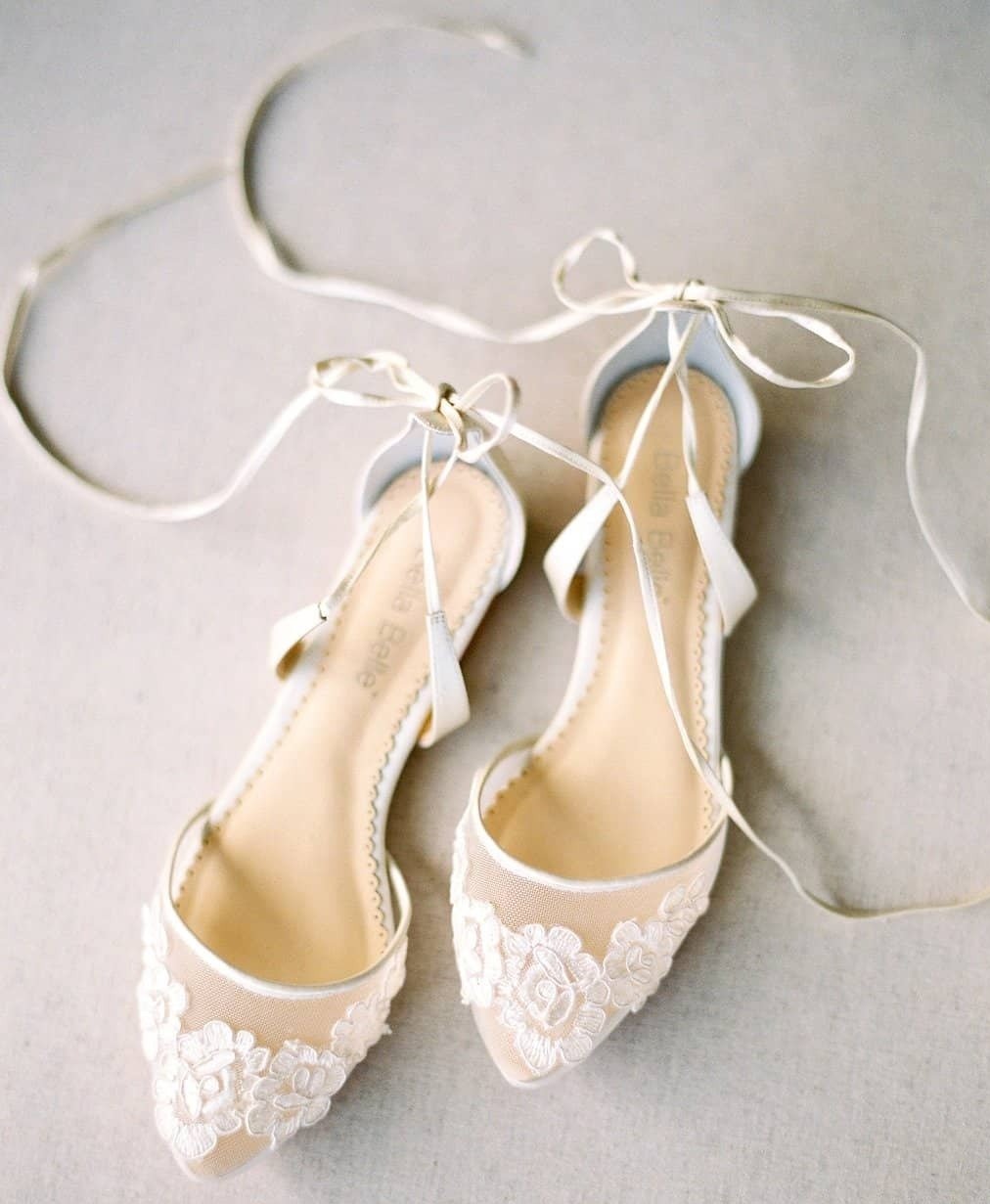 Alicia Ballerina Lace Wedding Heels in Ivory by Bella Belle Shoes