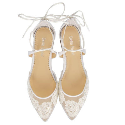 Alicia Ballerina Lace Wedding Heels in Ivory by Bella Belle Shoes