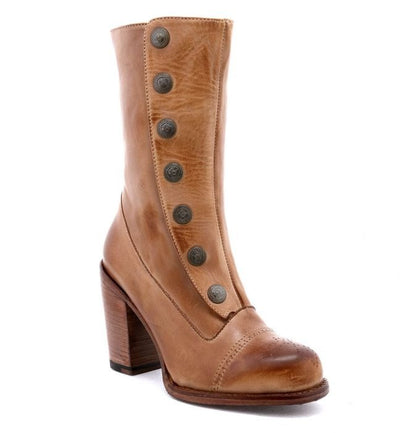 Steampunk Style Mid-Calf Leather Boots in Tan Rustic