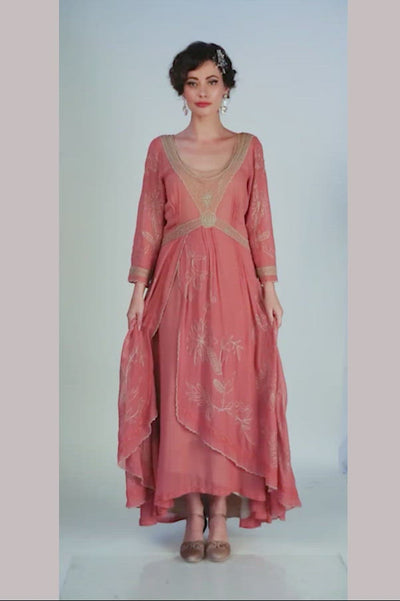 Edith Downton Abbey Inspired Dress in Pink Beige by Nataya
