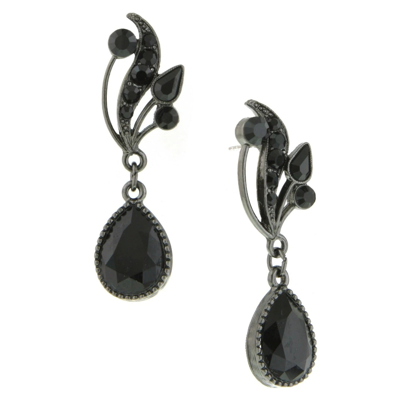 Black Crystal Swarovski Teardrop Earrings