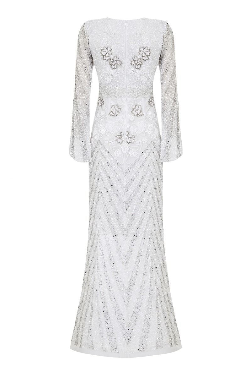 Camilla 1920s Wedding Maxi Dress in White