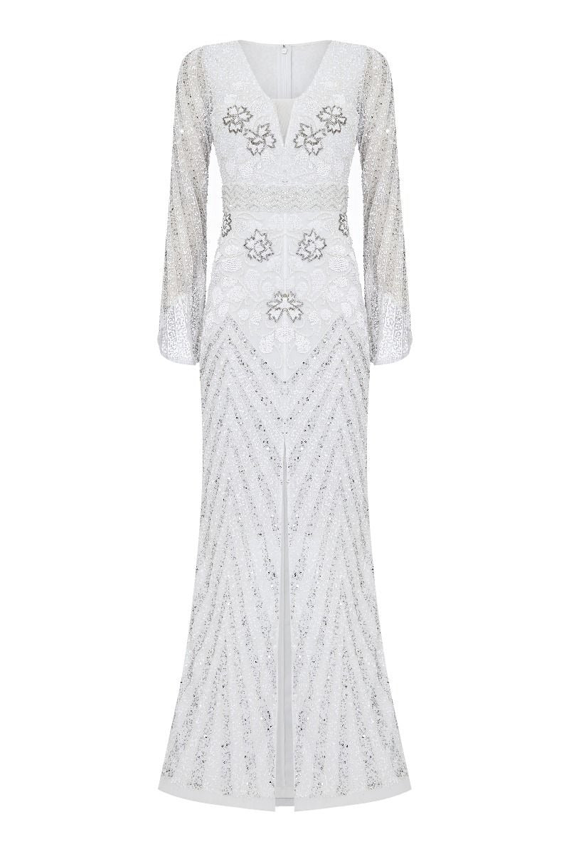 Camilla 1920s Wedding Maxi Dress in White