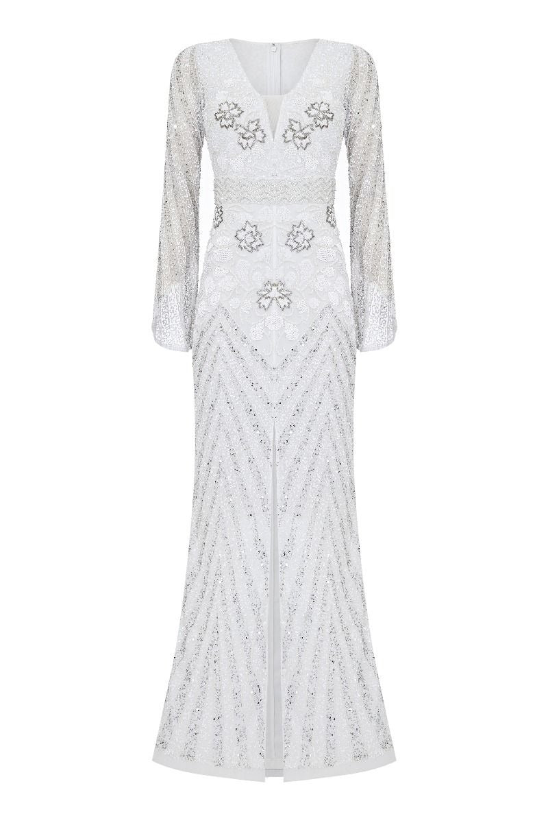 Camilla 1920s Wedding Maxi Dress in White