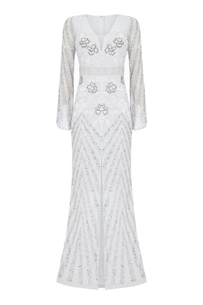 Camilla 1920s Wedding Maxi Dress in White