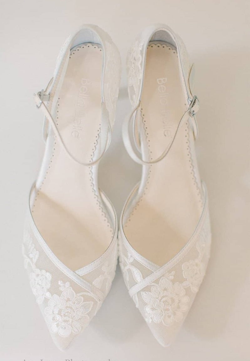 Candice Lace Wedding Heels in Ivory by Bella Belle Shoes