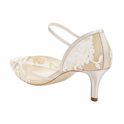 Candice Lace Wedding Heels in Nude Ivory by Bella Belle Shoes