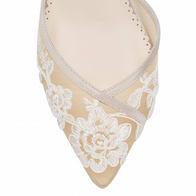 Candice Lace Wedding Heels in Nude Ivory by Bella Belle Shoes