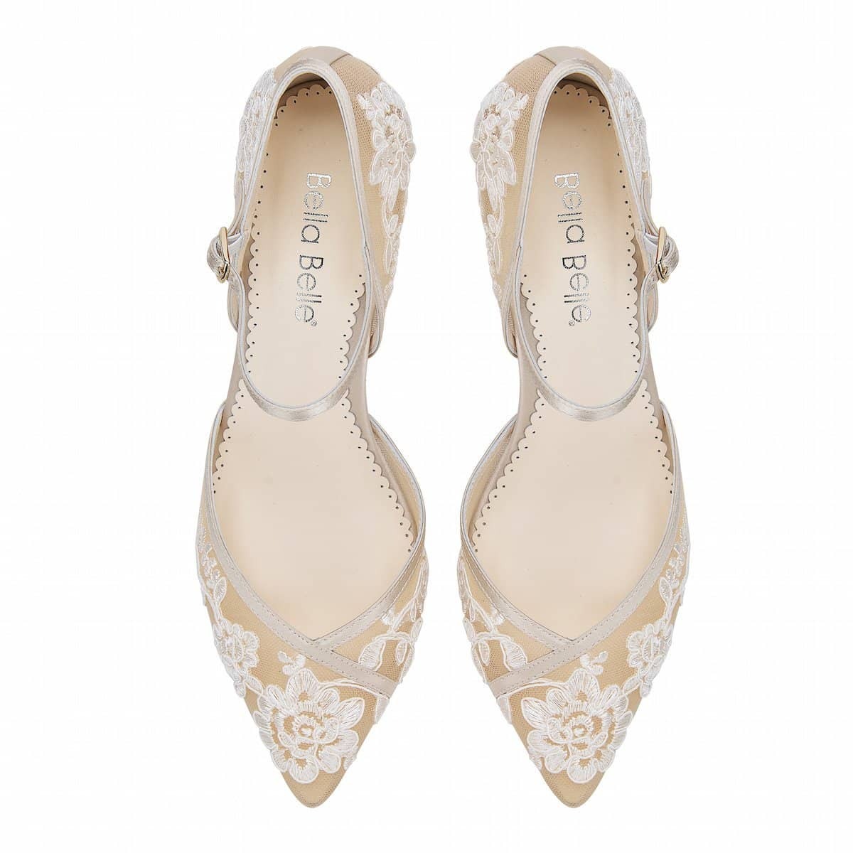 Candice Lace Wedding Heels in Nude Ivory by Bella Belle Shoes