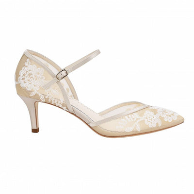Candice Lace Wedding Heels in Nude Ivory by Bella Belle Shoes