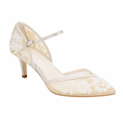 Candice Lace Wedding Heels in Nude Ivory by Bella Belle Shoes