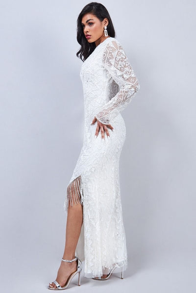 Carnaby 1920s Wedding Maxi Gown in White
